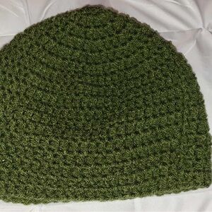 Unisex Handmade Green Crochet Beanie